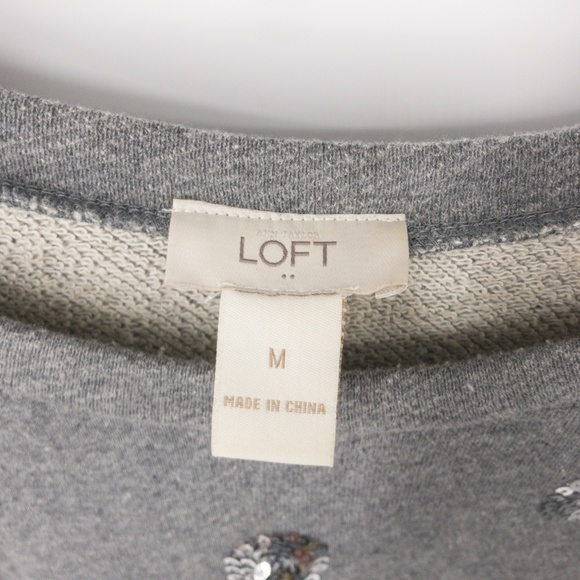 LOFT : Gray Sequin Polka Dot Sweatshirt Medium - Picture 5 of 7